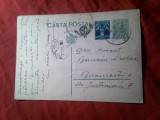 Carte Postala circulata 1935 Arad - Bucuresti , Goarna mare 43 Timbru fix Carol II 3 lei si Timbrul Aviatiei