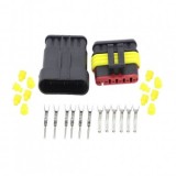 Set 2 Mufe Conector 6 Pini AMP Mama-Tata cu Garnituri, Kit Montaj Cabluri Lampi Auto, Rezistent Apa