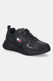 Tommy Jeans sneakers TJM RUNNER LEATHER culoarea negru, EM0EM01621