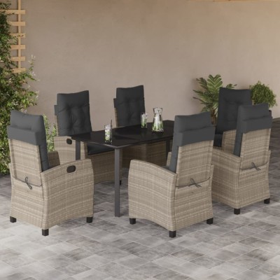 vidaXL Set mobilier de grădină cu perne, 7 piese gri deschis poliratan foto