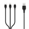 CABLU DE DATE, XO-NB103, 3IN1 (8-PIN/MICRO/TYPE-C) 2,1A, 1 M, NEGRU, BLISTER