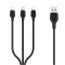 CABLU DE DATE, XO-NB103, 3IN1 (8-PIN/MICRO/TYPE-C) 2,1A, 1 M, NEGRU, BLISTER