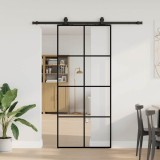 VidaXL Ușă glisantă cu set de feronerie neagră 90x205 cm Sticlă ESG