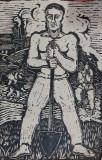 Taran cu lopata - Nicolae Brana - xilogravura