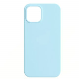 Husa eleganta din piele ecologica cu MagSafe, interior catifea, compatibila cu iPhone 12 Pro, Baby Blue, Oem