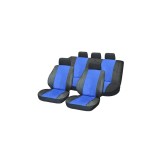Set Huse Scaun Auto Textil Albastru Universal Compatibil Fata Spate 5 Tetiere Rezistente Uzura Solare