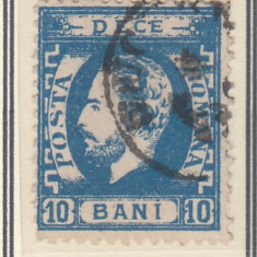 ROMANIA 1872 LP 36 REGELE CAROL I CU BARBA 10 BANI ALBASTRU T5 EROARE STAMPILAT