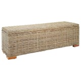 VidaXL Ladă depozitare natural 110 cm ratan kubu natural/lemn mahon 344884