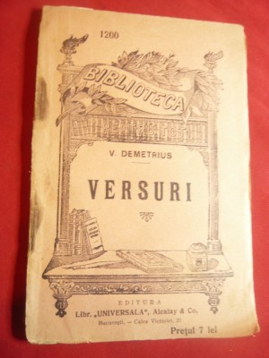 V.Demetrius - Versuri -interbelica BPT nr.1200 ,94 pag Ed.Alcalay foto