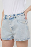 Cumpara ieftin Armani Exchange pantaloni scurti jeans femei, neted, high waist