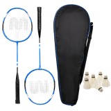 Set badminton Sofia CONCEPT&reg;, 2 Rachete, 6 Fluturasi din Pene, Aluminium, Husa Transport, Blue/Black