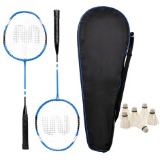 Set badminton Sofia CONCEPT&reg;, 2 Rachete, 6 Fluturasi din Pene, Aluminium, Husa Transport, Blue/Black