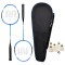 Set badminton Sofia CONCEPT&reg;, 2 Rachete, 6 Fluturasi din Pene, Aluminium, Husa Transport, Blue/Black
