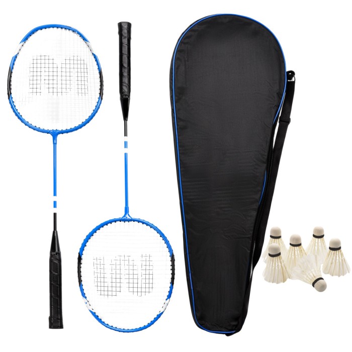 Set badminton Sofia CONCEPT&reg;, 2 Rachete, 6 Fluturasi din Pene, Aluminium, Husa Transport, Blue/Black