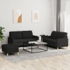 VidaXL Set de canapele cu perne, 3 piese, negru, textil 3201286