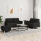 vidaXL Set de canapele cu perne, 3 piese, negru, textil 3201286