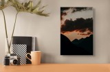 Tablou Canvas, "Siluetele munților la apusul soarelui", Munte, Siluete, Cer, Nor, Apus, Umbre, Dramatic, Contrast, Peisaj, Calm, 26 x 39 cm, CMCLASS