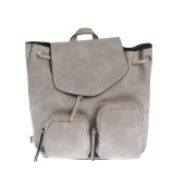 Rucsac gri din piele ecologica cu buzunare multiple
