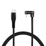CABLU alimentare si date LOGILINK, pt. smartphone, USB 2.0, USB Type-C (T) la USB Type-C (T) la 180 grade, 2m, 2 x ecranat, aluminiu, negru, &quot;CU0191&quot;