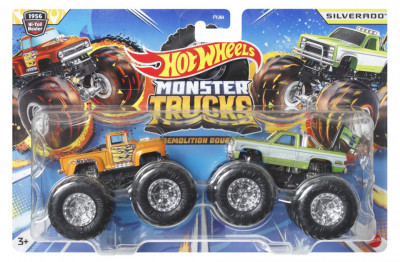 HOT WHEELS MONSTER TRUCK SET 2 MASINI SCARA 1 LA 64 HI-TAIL HAULER SI SILVERADO foto