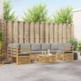 vidaXL Set de canapele de exterior 8 pcs Alb și gri deschis Poliester 3391536