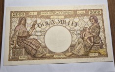2000 lei 1944 Octombrie XF ++ Filigran BNR Rara Piesa de Colectie foto