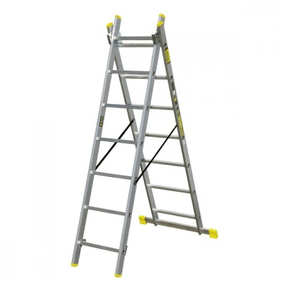 Scara aluminiu, Metalkas, 2 tronsoane, 7 trepte, max 150 kg, 1.9-2.9 m foto