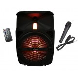 Boxa portabila elSales ELS-Q8 cu Bluetooth , USB , card , telecomanda , microfon , lumina LED , negru, Portabil