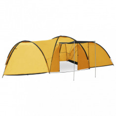 vidaXL Cort camping tip iglu, 8 persoane, galben, 650 x 240 x 190 cm