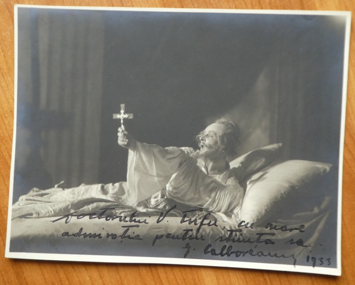 Fotografie mare cu dedicatia olografa a lui George Calboreanu, 1933