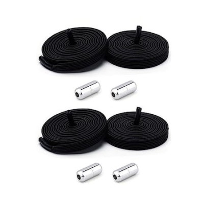 Set 4 sireturi reglabile cu 4 prinderi metalice la capete - Negru foto