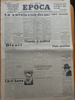 Epoca , ziar al Partidului Conservator , nr. 1875 , 1935 , Grigore Filipescu foto