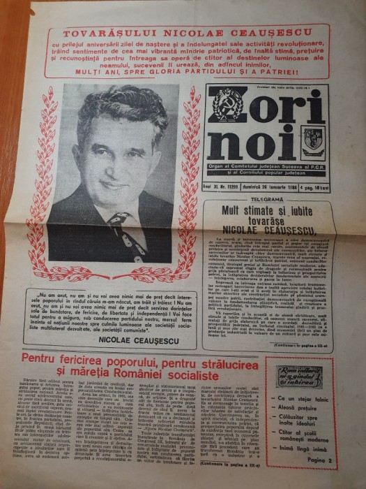 zori noi 26 ianuarie 1986-ziua de nastere a lui ceausescu,art. si fotografii