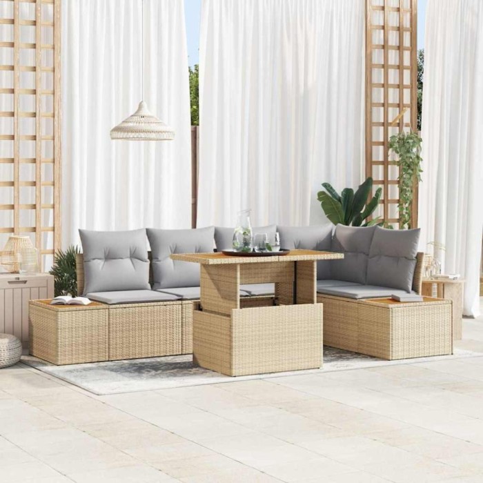 vidaXL Set de masă pentru grădină 6 pcs Bej și gri 100 x 55 x 73 cm 3350072