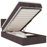Cumpara ieftin Cadru de pat otoman cu saltea tesatura maro inchis 90x190cm