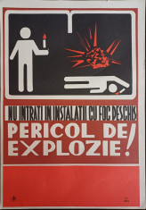 HST PM232N Afiș protecția muncii Pericol de explozie, 1983 foto