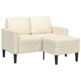 vidaXL Canapea cu 2 locuri cu șezlong &icirc;n formă L crem 125 cm catifea