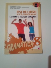 GRAMATICA CL.a VIII -a ~ FISE DE LUCRU SI TESTE DE EVALUARE ~ ELIZA-MARA TROFIN foto