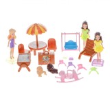 Set Papusi Plaja, Model Multicolor, 9 cm, 3 Bucăți, Accesorii Incluse
