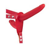 Strap-on pentru Femei-Double Dildo-Silicon, Rosu, Guilty Toys