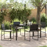 Cumpara ieftin Set de masă pentru grădină 5 pcs Negru Rattan poli