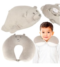 Perna gat pentru calatorii 2 in 1, model ursulet, 39 x 34 cm