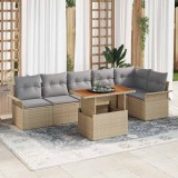 Cumpara ieftin Set de canapele pentru grădină Manual 7 pcs bej și gri deschis