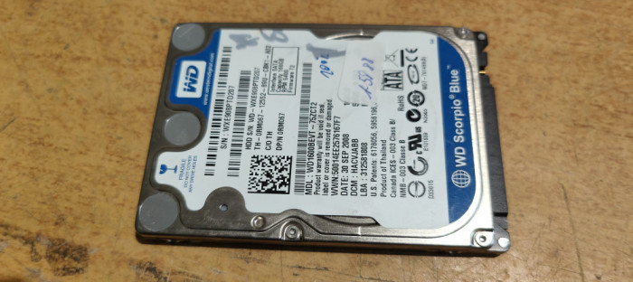 HDD Laptop Western Digital 160GB Sentinel 100% Sata #A5888