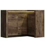 Cumpara ieftin Comoda de colt din pal maro frasin inchis Infinity 131x42x103.5 cm