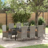 vidaXL Set de masă pentru grădină 9 pcs Gri Oțel vopsit electrostatic 3379435