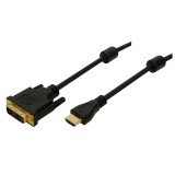 ADAPTOR video Logilink, HDMI (T) la DVI-D(T), rezolutie maxima 2K FHD (1920 x 1200) la 60 Hz, conectori auriti, 2m, negru, &quot;CH0004&quot; (timbru verde 0.8