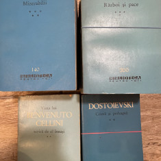 Lot carti BPT, Victor Hugo, Dostoievski, Tolstoi, Benvenuto Cellini