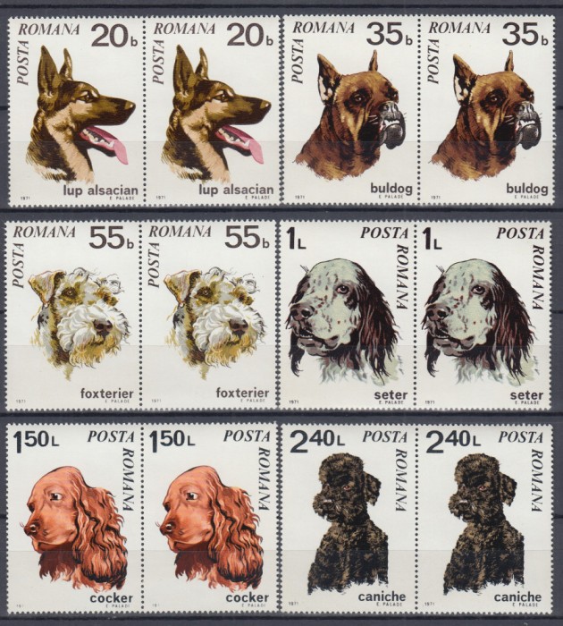 ROMANIA 1971 LP 754 CAINI PERECHE SERII MNH