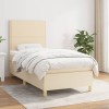 VidaXL Pat box spring cu saltea, crem, 90x190 cm, textil 3142222